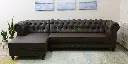 Vintage Brown Estate Leatherette RHS Sectional Sofa (3 + Lounger) in Dark Brown Colour